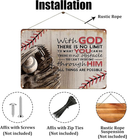 Tin Sign Baseball Posters for Boys Bedroom-Baseball Gifts for Boys 8-12,Baseball Decor for Boy Room 8x12 Inch