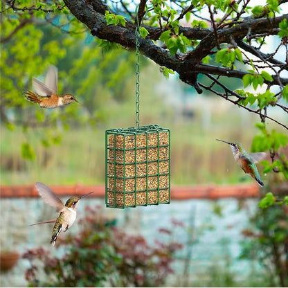 Bird Feeder for Outdoors, Suet Feeder for Outside Hanging Suet Basket Cage | Adjustable Chain Hanging for Garden Yard Outside - Suet Cake Feeders Squirrel Proof birdfeeder