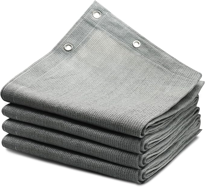 90% Outdoor Sun Shade Cloth, 8' x 10', Pergola, Deck, and Backyard Patio Sunshade with UV Protection, Heat Resistant HDPE Material, Reinforced Grommets (8x10 FT, Grey)