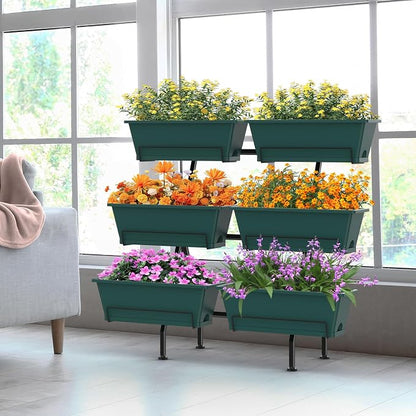 Sunexinlo Vertical Garden Planter Freestanding Raised Bed for Herbs Flowers Vegetables, Indoor Outdoor for Patio Balcony Deck