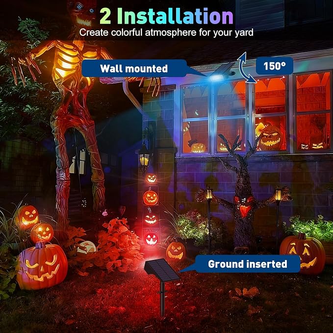 Solar Color Changing RGB Spot Lights Outdoor, 10 Pack/7 Lighting Modes Multicolor Outdoor Lights for Yard Waterproof IP68, Halloween Christmas Solar Landscape Powered Lights Garden Pathway