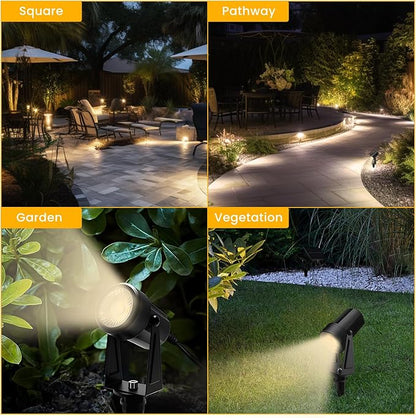 Svater 4 Pack Landscape Lighting Low Voltage,Outdoor Spotlights with Transformer, Plug in LED Spot Lights for Yard, Backyard,House 12V 3000K Warm White, IP65 Waterproof