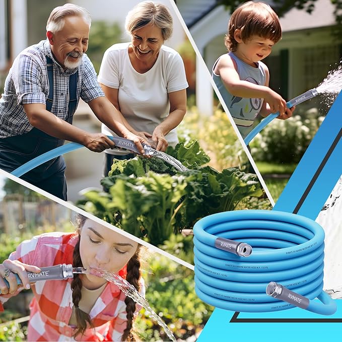 RVMATE RV Water Hose 75FT, 5/8” Inner Diameter Drinking Water Hose Lead-free, No Leaking Garden Hose For RV/Trailer/Camping, RV Accessories