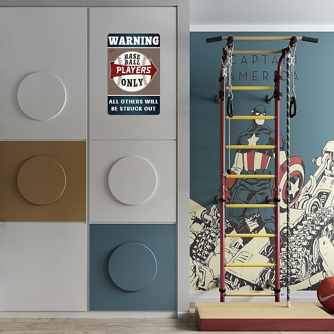 (Warning Baseball Players Only) Funny Signs Boy Baseball Wall Decor-Baseball Posters Decor for Boys Room,Gifts for Boys Who Love Baseball 8x12 Inches
