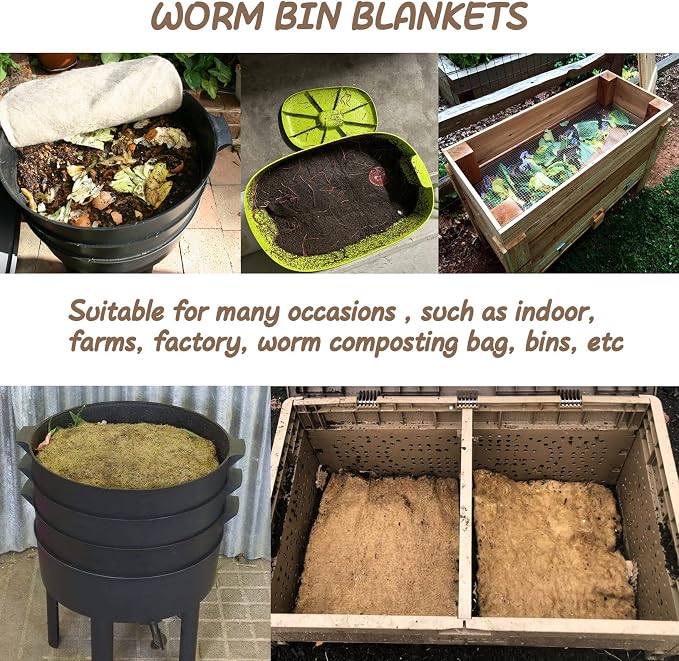 2-Piece Worm Blanket - 2x2 Ft Jute Fibre for Compost Bin & Worm Farm - Keeps Worms Dark, Moist & Warm