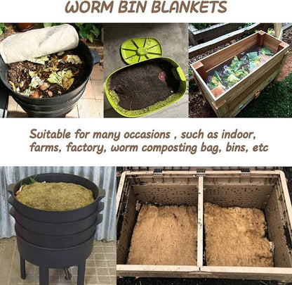 2-Piece Worm Blanket - 2x2 Ft Jute Fibre for Compost Bin & Worm Farm - Keeps Worms Dark, Moist & Warm