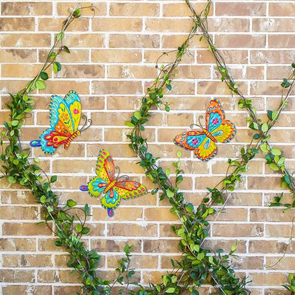 J-Fly Metal Butterfly Wall Decorations Garden Decor Room Decor, Lawn Ornaments Ladybugs Live- 3 Pieces, Outdoor Garden Yard Decor for Home and Office Valentine Decoration Gifts