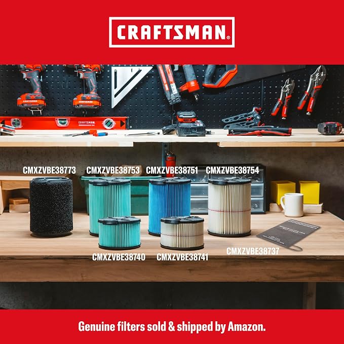 CRAFTSMAN CMXEVBE17606 12 Gal. 6.0 Peak HP Wet Dry Vac with Detach Blower | Portable Shop Vacuum Wet and Dry with Filter, Dust Bag, Hose and Attachments for Garage, Outdoor Cleaning