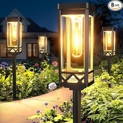 KOOPER Taller Solar Pathway Lights Outdoor, 8 Pack Upgraded Brighter Solar Garden Lights Solar Powered, Up To 15 Hours Outdoor Solar Lights for Yard Landscape Lighting Path Walkway Driveway Sidewalk