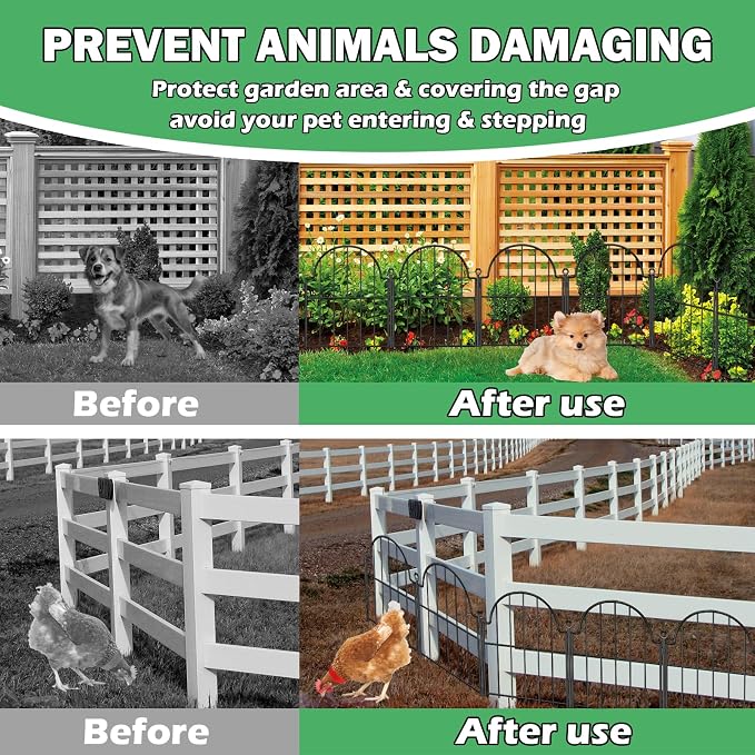 30 Pack Decorative Garden Fence, 17 in(H) x 31 ft(L) Arched Metal No Dig Fence, Ground Stake Animal Barrier Fence for Rabbit Dog, Outdoor Decor for Yard & Patio, Flower Bed Edging