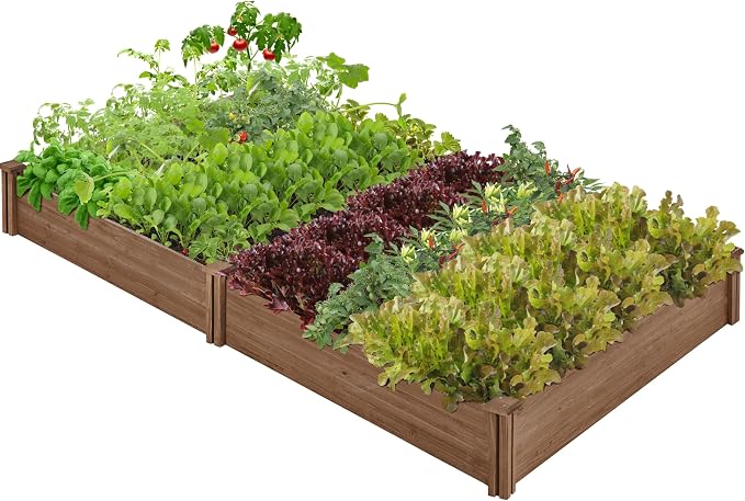 Topeakmart 92.5 x 47.5 x 10in Horticulture Raised Garden Bed 8×4ft Wooden Planting Box in Garden Backyard/Outdoor Use, Brown