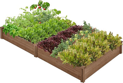 Topeakmart 92.5 x 47.5 x 10in Horticulture Raised Garden Bed 8×4ft Wooden Planting Box in Garden Backyard/Outdoor Use, Brown