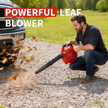 28 CC Gas Powered Leaf Blower, Gas Handheld Leaf Blower, 490 CFM, 280 MPH, 2-Cycle Gas Blowers for Lawn Care, Driveway Cleaning and Light Snow Removal