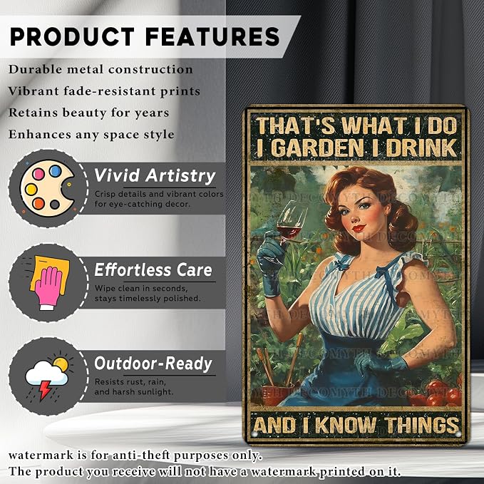 Gardening Vintage Tin Sign That's What I Do I Garden Metal Tin Sign for Home Garden Greenhouse Living Room Bedroom Outdoor Decor 12 * 8inch