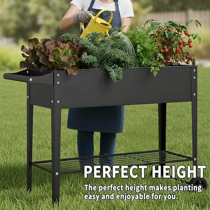 Elevate 2Pcs 32" Tall Raised Garden Bed with Wheel,Planter Box for Backyard,Outdoor Garden, Patio, Balcony, 400lb Capacity,Black