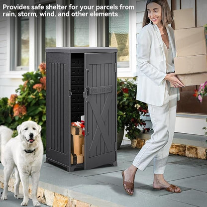 YITAHOME 60 Gallon Large Package Delivery and Storage Box | Double-Wall Resin Outdoor Package Delivery and Waterproof Deck Box for Porch, Curbside, 8.5 Cubic feet, Gray