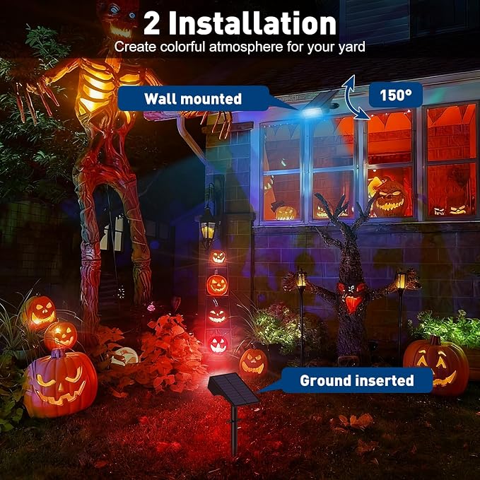 Solar Color Changing RGB Spot Lights Outdoor, 10 Pack/7 Lighting Modes Multicolor Outdoor Lights for Yard Waterproof IP68, Halloween Christmas Solar Landscape Powered Lights Garden Pathway