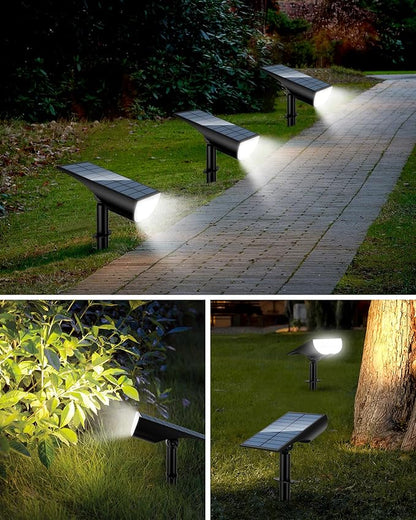 Solar Spot Lights Outdoor Waterproof, Solar Landscape Lights Outdoor IP65 Waterproof, 3 Brightness Modes Dusk to Dawn Solar Spotlight Outdoor for Yard Garden Pathway Tree, Cool White, 4 Pack