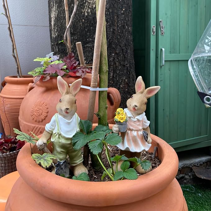 Rabbit Garden Statues Yard Decorations Outdoor Bunny Statue Garden Decor | Bunny Decor for Home Garden Yard Statues Rabbit Figurines Birthday Housewarming Gifts for Mom Grandma