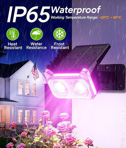 LETMY Solar Lights Outdoor Waterproof IP65, 4 Pack Solar Spot Lights Outdoor with 14 Big LEDs, 2-in-1 Wall Lights & 7 Modes Solar Landscape Spotlights for Pathway Yard Patio Decor Garden Gifts (RGB)