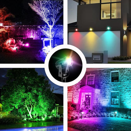 T-SUN Color Changing Solar Spotlights Outdoor, 4-in-1 Solar Landscape Spotlights, IP65 Waterproof RGB Spot Lights for Tree, Garden, Yard, Driveway, Pool Area(RGB)