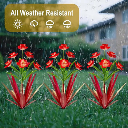 Homight Metal Agave Plant Outdoor Decoration Outdoor Garden Decoration Daffodils Flowers Mexican Yard Art Daffodils Flowers Decorative Garden Gift (2 Big red Daffodil)