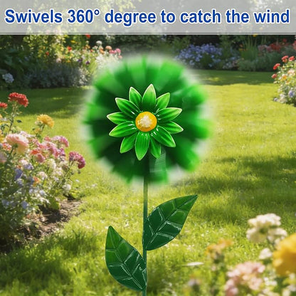 6 Pack Metal Flower Wind Spinners, Colorful Small Garden Stakes Yard Art, Decorative Floral Pinwheels Lawn Ornaments for Outdoor, Patio, Backyard, Flower Bed and Spring Decor (6 Vibrant Colors)
