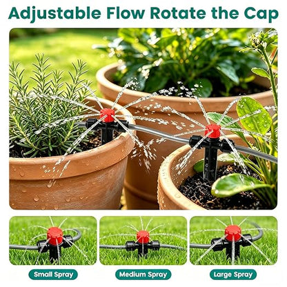 240FT Quick-Connect Drip Irrigation System Garden Watering System | 1/4" & 1/2" Fast-Lock Tubing, Adjustable Nozzles Emitters for Outdoor Raised Garden Beds,Greenhouse, Lawn, Patio