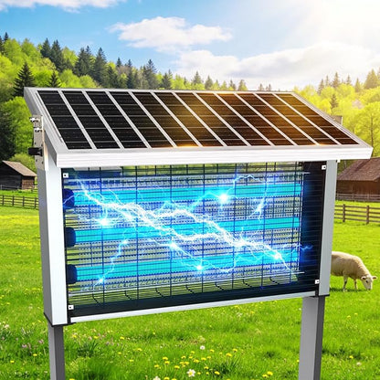 Heavy-Duty Large Solar Bug Zapper Outdoor for 1/2 Acre with 40W Solar Panel | Aluminum Rechargeable Solar Zapper with High Powered, Waterproof Solar Bug Zapper for Patio Garden Backyard Farm Large Places