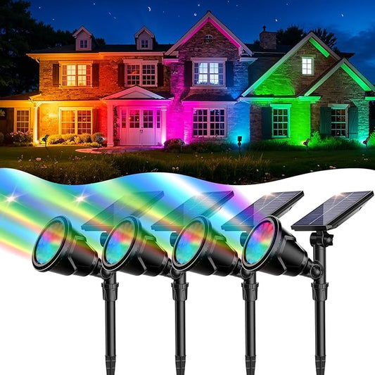 ROSHWEY Solar Outdoor Lights Waterproof, 9 Lighting Modes Halloween Christmas Solar Garden Light Colored Landscape Spotlights Spot Lights Outdoor Lighting for Backyard House Yard Pool Patio- 4 Pack