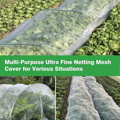 Garden Netting 4x10ft for Plants - Ultra Fine Mesh Bug Insect Barrier | Fine Netting for Vegetable Garden Raised Bed, Blocks Aphids Cabbage Moth, Greenhouse Row Cover, Reusable Plant Protection