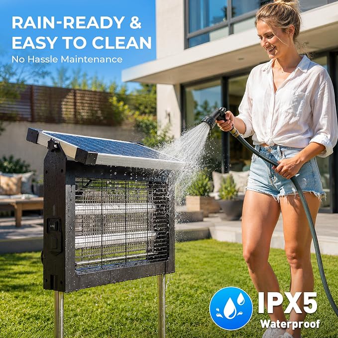 Solar Bug Zapper Outdoor, Jinyeda 4500V Mosquito Zapper with Projector Light, 4000mAh USB & Solar Powered Electric Mosquito Killer, Cordless Fly Insect Zapper Waterproof for Patio Garden Backyard