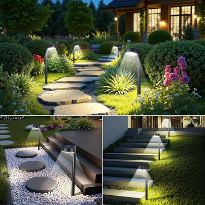 Ahaorigin 8 Pack Solar Pathway Lights Outdoor, 12 Brighter LEDs Solar Lights Outdoor Waterproof, Up to 12 Hrs Modern Path Light for Yard Garden Walkway Driveway Lawn, Cool White