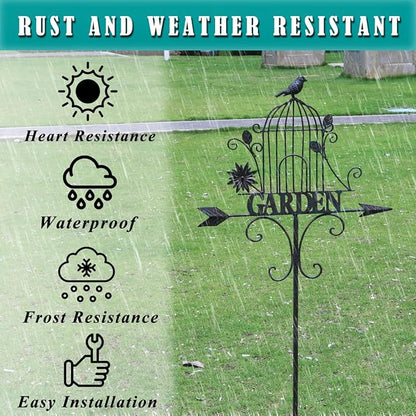 Decorative Garden Stakes，Metal Garden Sign Yard Decorations Outdoor | 58"H Decorative Metal Garden Stakes Outdoor Lawn Backyard Porch Pathway Decor