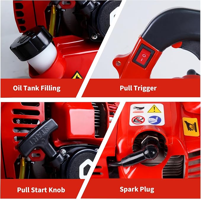 28 CC Gas Powered Leaf Blower, Gas Handheld Leaf Blower, 490 CFM, 280 MPH, 2-Cycle Gas Blowers for Lawn Care, Driveway Cleaning and Light Snow Removal