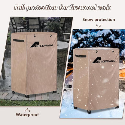 17 Inch Firewood Rack Cover,Heavy Duty 600D Waterproof Outdoor Firewood Storage Rack Cover,Wood Rack Cover for 2-Tiers Small Log Holders for Firewood.(14" D x 17" W x 30" H,Cover Only)