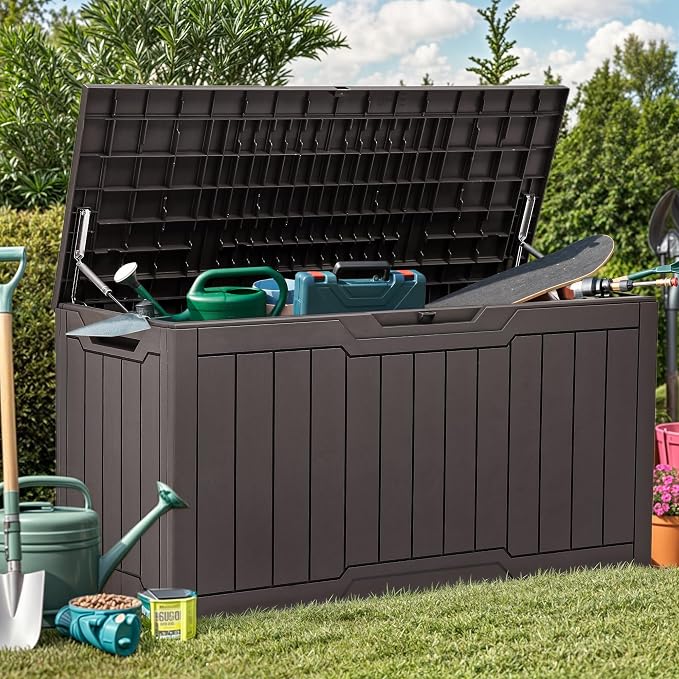 YITAHOME 80 Gallon Outdoor Storage Box | Large Water Resistant Resin Deck Box, Indoor Outdoor Lockable Storage Container for Patio, Garden, Cushions, Tools, Equipment