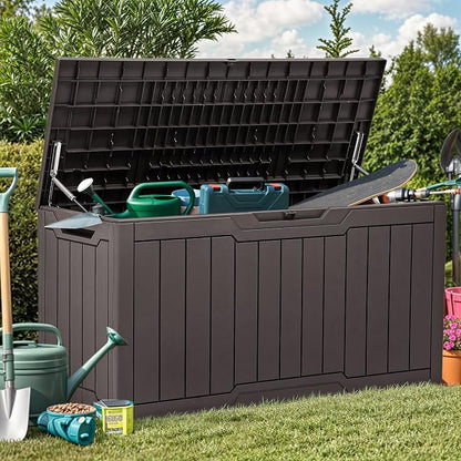 YITAHOME 80 Gallon Outdoor Storage Box | Large Water Resistant Resin Deck Box, Indoor Outdoor Lockable Storage Container for Patio, Garden, Cushions, Tools, Equipment