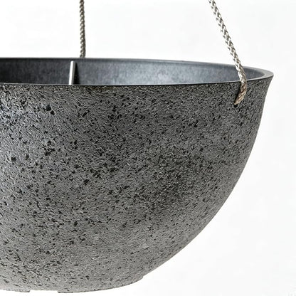LA JOLIE MUSE Large Hanging Planters for Outdoor Plants - 13 Inch Hanging Flower Pots with Drainage Holes, Set of 2, Rock Grey