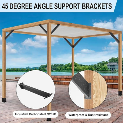 12 Pcs 45 Degree Angle Support Brackets for Pergola | Heavy Duty Connector For Wooden Structures Support For Gazebos|Tree Houses|Cabins And Patios