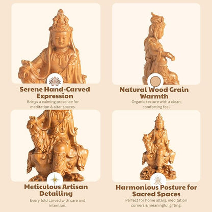 Wooden Guan Yin Bodhisattva Statue – Kuan Yin Quan Yin Buddha for Feng Shui, Meditation, and Spiritual Decor, Zen Gift for Home & Altar Decoration