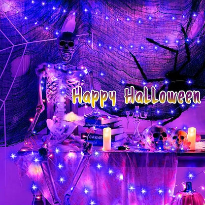 300 Led Purple Outdoor String Lights, 108 Ft Halloween Decor with 8 Modes, Waterproof Plug in Fairy Lights for Bedroom Yard Wedding Room Decor