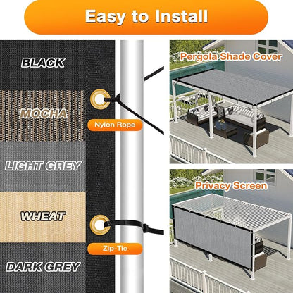 Artpuch Outdoor Pergola Shade Cover 14x18 FT Sun Shade Cloth with Grommets Light Grey 90% UV Protection Canopy Patio Privacy Screen (Customized Available)