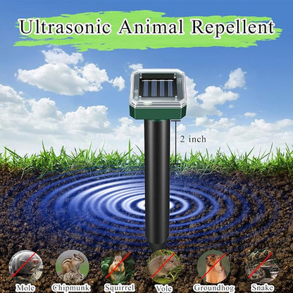 Mole Repellent Solar Powered, Snake Vole Repellent Outdoor Waterproof,Upgraded Ultrasonic Deterrent Groundhog Squirrel Gopher Deer and Chipmunk for Garden Lawns & Yard,10 Pack