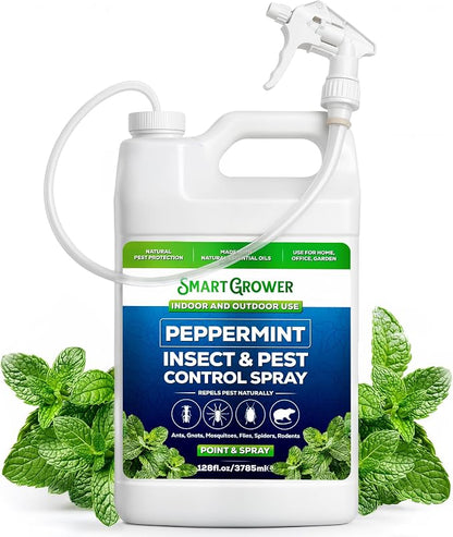 All Natural Peppermint Oil Insect & Pest Control Spray 128oz with Trigger Sprayer, Repels Mice, Spiders, Ants, for Home, Indoor, Outdoor, Garden Maximum Strength– 128 oz Smart Grower