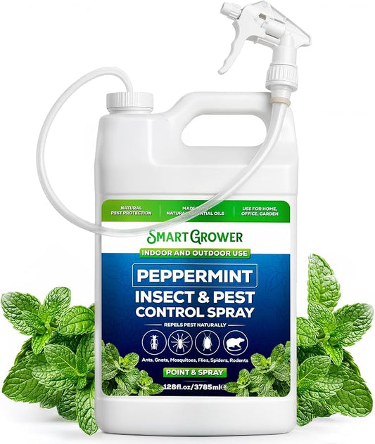 All Natural Peppermint Oil Insect & Pest Control Spray 128oz with Trigger Sprayer, Repels Mice, Spiders, Ants, for Home, Indoor, Outdoor, Garden Maximum Strength– 128 oz Smart Grower