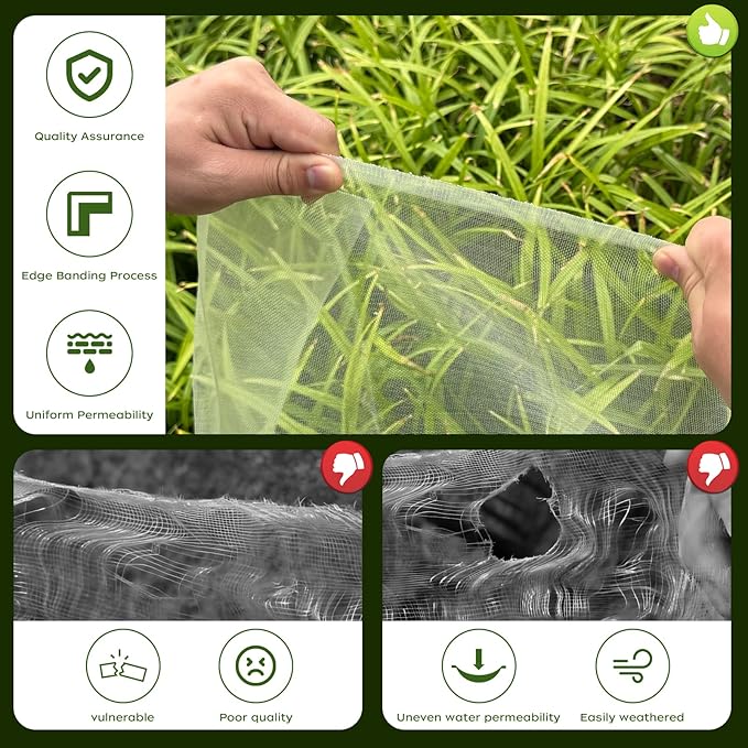 Garden Netting & Plant Netting, 4'x20' Fine Mesh Plant Protection Barrier, Garden Net Covers for Raised Beds, Mesh Fencing & Tree Net Bags, Protect Vegetables, Fruits, Plants & Flowers