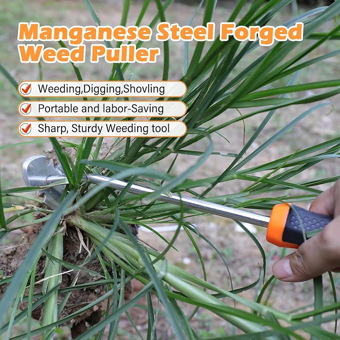 Weed Remover Tool,New Durable Garden Weed Tool,Gardening Weeding Tools,Portable Garden Weeding Tool for Vegetable Gardening Backyard Farm Planting & Weeding (Rubber Handle)