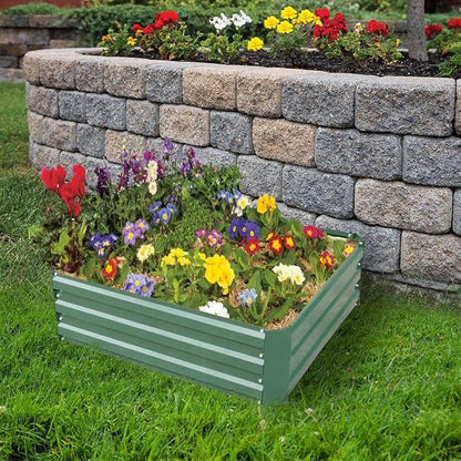 4x4x1ft Green Metal Raised Garden Bed Kit, Galvanized Outdoor Planter Box for Vegetables, Flowers, Herbs, and Succulents,120 Gallon Capacity