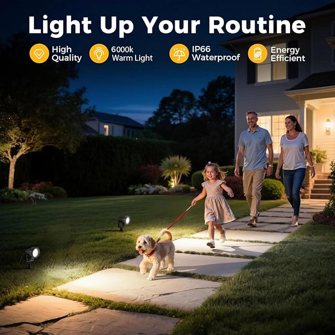L LOHAS LED 5W Dusk to Dawn Outdoor Lighting, Auto On/Off 6000K Landscape Outdoor Spotlight, IP66 Waterproof Plug in Spot Lights for Yard, Garden, House, Pathway, Plant, UL Listed (2 Pack)